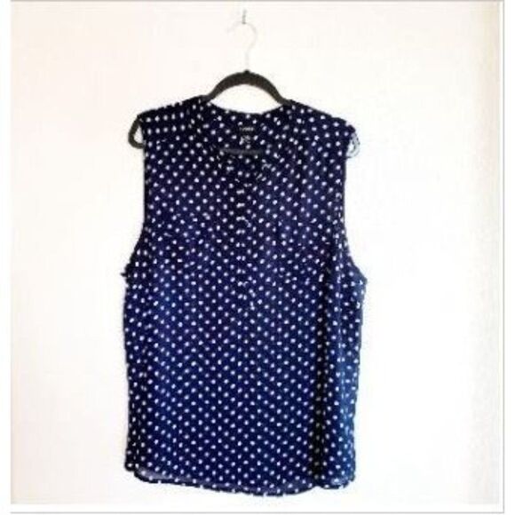 Torrid Womens Top Blue 2XL Sleeveless Polka Dot Plus Size Blouse 2 - Picture 8 of 8